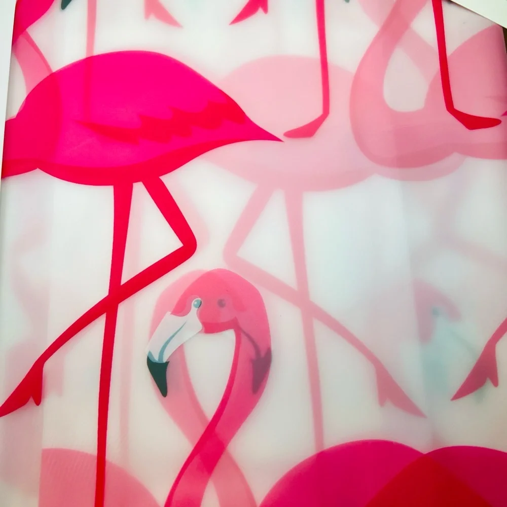 Bright Pink Flamingo Peva Shower Curtain Tropical Summer